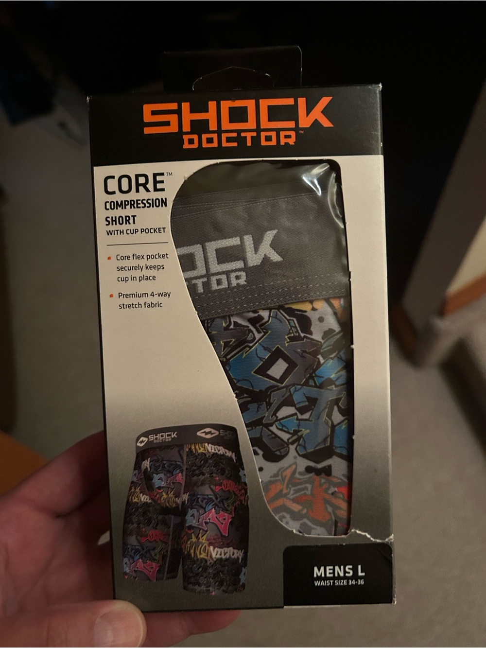 SHOCK DOCTOR Core Compression Short - Mens L - Grey Multicolor
